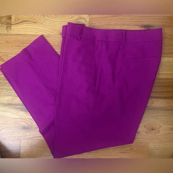 Loft Rivera Slim Pants in Linen Blend Magenta Size 12 - Picture 5 of 7